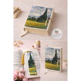Renkli İzler Atölyesi Kitap Kılıfı ve Metal Kitap Ayracı Seti (Van Gogh Selvi Ağaçlı Buğday Tarlası)