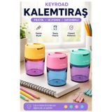 Renkli Kalemtraş 3 Adet Keyroad Kr-972410 Hazneli Çift Bıçaklı Kalem Açacağı Plastik Kalemtıraş Kalem Traş Okul Sınıf