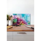 Renkli Karahindiba Cam Kesme Tahtası, Silikon Ayaklı, Isıya Kırılmaya Dayanıklı Sunum Kesim Tablası - 30 x 45 cm