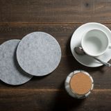 Renkli Keçe Bardak Altlığı - Kirli Beyaz - 10 cm