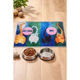 Renkli Kedi Mama Matı, Kedi Servis Altlığı, Mama Kabı Paspası, Su Oyun Matı, Kaymaz Taban