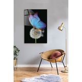Renkli Kelebek ve Karahindiba Cam Tablo 40X60CM, Saydam Yüzey, Dekoratif ve Şık - Ahşap - Seçenek 1