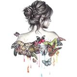RENKLİ KELEBEKLER GÜZEL KIZ GEÇİCİ DÖVME TATTOO