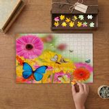 Renkli Kelebekler ve Çiçekler Tasarımı 240 Parça Ahşap Puzzle Ahşap Kutuda MP06761