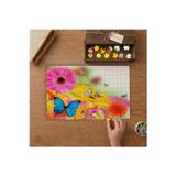 Renkli Kelebekler ve Çiçekler Tasarımı 240 Parça Ahşap Puzzle Ahşap Kutuda MP06761