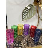 Renkli Kesme Su Kahve Yanı Bardağı 225 ml 6'lı Set