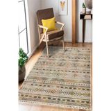 Renkli Kilim Desenli Baskılı Kaymaz Yıkanabilir Salon Oturma Odası Mutfak Antre Halısı Yolluk 200 X 400 Cm Çok Renkli