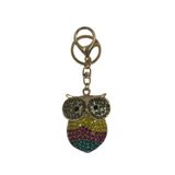 Renkli Kristal Taşlı Baykuş Anahtarlık, Çok Renkli, Metal