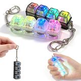 Renkli LED Işıklı 2'li Paket Klavye Fidget Anahtarlık, 4'ü 1 Arada Stres Tıklayıcı Oyuncak, Anksiyete Giderme için Klavye Düğmesi, Yetişkinler için Dekompresyon Oyuncak (Siyah+Beyaz) Şeffaf)