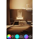 Renkli Led Lambader Yapışkanlı 1 Metre Her Alana Uygun Uzaktan Kumandalı Wpembe Modlu
