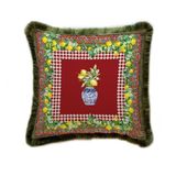 Renkli Limon Desenli Yastık - EY252 (Kadife Kırlent, Dolgu Boncuk Elyaf, Uluslararası Yıkama Ve Solmama Sertifikası)