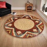 Renkli Mandala Halı Halısı Şönil Yuvarlak Kısa Havlı Mutfak Halısı Ve Yatak Odası Halısı Kapı Önü Paspas (150 x 150 cm)