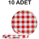 Renkli Metal 10 Adet Kavanoz Kapağı 82MM - Kırmızı - 1000 ml