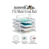 Renkli Metal Evrak Rafı 3 Lü 1 Paket Masa Üstü A4 Dosya Düzenleyici Kağıt Tepsisi Metal Fileli Üç Katlı Hareketli Perfore Beyaz