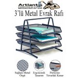 Renkli Metal Evrak Rafı 3 Lü 1 Paket Masa Üstü A4 Dosya Düzenleyici Kağıt Tepsisi Metal Fileli Üç Katlı Hareketli Perfore