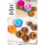 Renkli Mini Silikon Muffin Kalıbı ,minik Kek Kabı ,jole Kalıbı ,cupcake Kalıbı - 12 Adet