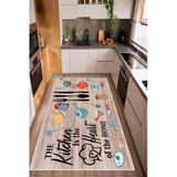 Renkli Mutfak Desenli Baskılı Kaymaz Yıkanabilir Mutfak Halısı Yolluk 60 X 100 Cm Çok Renkli