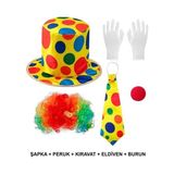 Renkli Palyaço Kostüm Seti – 5 Parça Aksesuar