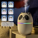 Renkli Panda Tasarımlı USB Hava Nemlendirici Beyaz Renk Buhar Makinesi - Ahşap - Bej - Siyah - Seçenek 1