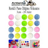 Renkli Pano Düğme Mıknatısı 20 li 1 Paket Manyetik Yuvarlak Mıknatıs Buzdolabı Renkli Plastik Kaplı Dekarasyon Hobi Etki