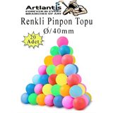 Renkli Pinpon Topu 20 Adet Masa Tenis Topu Evcil Hayvan Kedi Oyuncağı Okul Sınıf Etkinlik Deney Topu