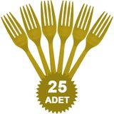 Renkli Plastik Çatal Doğum Günü Çatalı 25 Adet - Gold