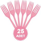 Renkli Plastik Çatal Doğum Günü Çatalı 25 Adet - Pembe