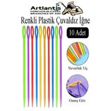 Renkli Plastik Çuvaldız Yün İğnesi 24 Cm 10 Adet Plastik Dikiş İğnesi Yün Örgü Dikme İplik İğne Dokuma İğnesi