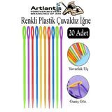 Renkli Plastik Çuvaldız Yün İğnesi 24 Cm 20 Adet Plastik Dikiş İğnesi Yün Örgü Dikme İplik İğne Dokuma İğnesi