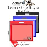 Renkli Plastik Fermuarlı Proje Dosyası 25X35 cm 3 Adet Tutmaçlı 28X38 cm Resim ve Proje Ödev Dosyası El Tutmalı - Çok Renkli - 25x35cm