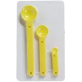Renkli Plastik Ölçü Kaşık Seti, 3 Parça, Yeşil, 6.8cm, 12.4cm, 17.3cm