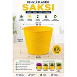 Renkli Plastik Saksı – 9.5 Litre Büyük Boy Çiçek Saksısı Sarı( Tabaksız)| Iç Ve Dış Mekan Saksı / 15 Pot Üretim Saksısı Set