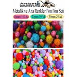 Renkli Pon Pon 10 20 30 Mm 170 Li 1 Paket Metalik Ve Ana Renkler Peluş Ponpon Tüylü Ponpon Okul Öncesi Kreş Elişi