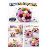 Renkli Ponpon Kedi Oyuncak Topu 7 cm ( 2 Adet ) – Yumuşak Sessiz Kedi Oyun Topu - KP-13361