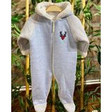 Renkli Puset %100 Pamuk Wellsoft Içi Peluşlu Bebek Tulum Geyik Nakış - 3 - 6 Ay - Mavi