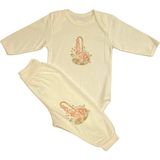Renkli Puset 2'li Penye Bebek Takım Çiçek Sepeti - 3-6 Ay - Ekru