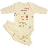 Renkli Puset 2'li Penye Bebek Takım Sweet Animals - 0 - 3 Ay - Ekru