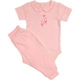 Renkli Puset 2'li Penye Bebek Takım Yakalı Babet - 3 - 6 Ay - Pembe