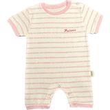 Renkli Puset Bebek Yazlık Penye Tulum Çizgili - Pembe - 3-6 Ay