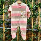 Renkli Puset Fermuarlı Bebek Polar Tulum Pembe Sincap - 3-6 Ay