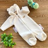 Renkli Puset Peluş Polar Bebek Tulum Wellsoft Ayı Ekru - 0 - 3 Ay