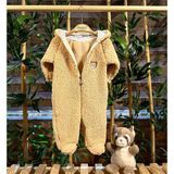 Renkli Puset Peluş Polar Bebek Tulum Wellsoft Ayı Kahverengi - 3 - 6 Ay