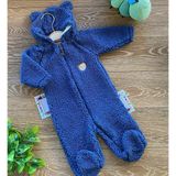 Renkli Puset Peluş Polar Bebek Tulum Wellsoft Ayı Mavi - 6 - 9 Ay - Lacivert