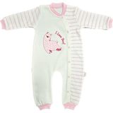 Renkli Puset Unisex Bebek Penye Tulum Çizgili Kuzu - 0 - 3 Ay - Pembe