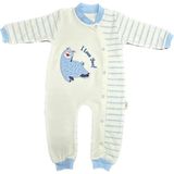 Renkli Puset Unisex Bebek Penye Tulum Çizgili Kuzu - 6 - 9 Ay - Mavi