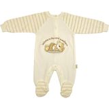 Renkli Puset Unisex Bebek Penye Tulum Welcome Ayı - 6 - 9 Ay - Kahverengi