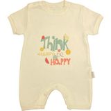 Renkli Puset Unisex Bebek Yazlık Penye Tulum Happy - 6 - 9 Ay - Ekru