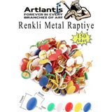 Renkli Raptiye 150 Adet 1 Paket Pvc Kaplı Başlıklı Raptiye Plastik Yuvarlak Düğmeli Raptiye Pano Okul Ofis Büro Ev