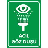 Renkli Reklam Acil Göz Duşu Levhası (Sac Malzeme) - 50 x 70 Cm