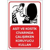 Renkli Reklam Asit Ve Kostik Civarında Çalışırken Koruyucu Kullan Levhası (Sac Malzeme) - 35 x 50 Cm